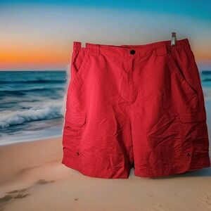 Reel Legends Performance Outfitters Men's Red Size Large Nylon/Polyester Shorts